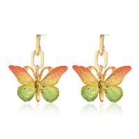 Zinc Alloy Drop Earring, Butterfly, gold color plated, fashion jewelry & for woman 