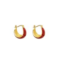 Zinc Alloy Huggie Hoop Earring, gold color plated, fashion jewelry & for woman & enamel 