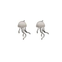 Resin Zinc Alloy Earring, with Resin, 925 sterling silver post pin, silver color plated, fashion jewelry & for woman, two different colored 