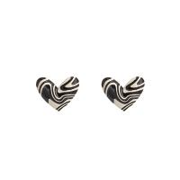 Enamel Zinc Alloy Stud Earring, 925 sterling silver post pin, Heart, fashion jewelry & for woman 