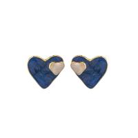 Enamel Zinc Alloy Stud Earring, Heart, gold color plated, fashion jewelry & for woman, two different colored 