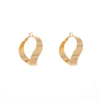 Brass Hoop Earring, irregular, gold color plated, fashion jewelry & for woman, golden, 40mm 