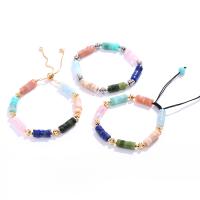 Gemstone Bracelets, Natural Stone, with Knot Cord & Brass & Stainless Steel, handmade, fashion jewelry & for woman cm 