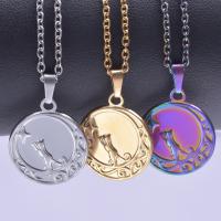 Stainless Steel Jewelry Necklace, 304 Stainless Steel, Flat Round, Vacuum Ion Plating, Unisex Approx 50 cm 