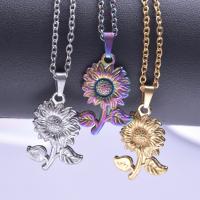 Stainless Steel Jewelry Necklace, 304 Stainless Steel, Sunflower, Vacuum Ion Plating, Unisex Approx 50 cm 