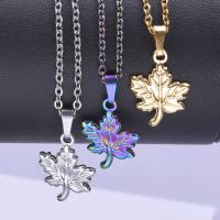 Stainless Steel Jewelry Necklace, 304 Stainless Steel, Maple Leaf, Vacuum Ion Plating, Unisex 
