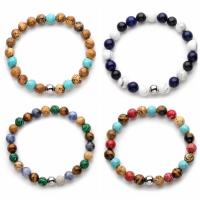 Gemstone Bracelets, with Zinc Alloy, Round, silver color plated & Unisex 8mm .5 Inch 