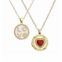 Cubic Zircon Micro Pave Brass Necklace, with 1.97 extender chain, gold color plated & micro pave cubic zirconia & for woman & enamel, golden .72 Inch 