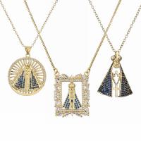 Cubic Zircon Micro Pave Brass Necklace, with 1.97 extender chain, gold color plated, Unisex & micro pave cubic zirconia .72 Inch 
