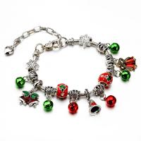 Zinc Alloy European Bracelets, with Crystal, with 1.97 extender chain, plated, Christmas Design & Unisex & enamel & with rhinestone, mixed colors .1 Inch 
