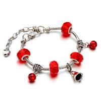 Zinc Alloy European Bracelets, with Crystal, with 1.97 extender chain, plated, Christmas Design & Unisex & enamel, mixed colors .1 Inch 