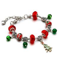 Zinc Alloy European Bracelets, with Crystal, with 1.97 extender chain, plated, Christmas Design & Unisex & enamel & with rhinestone, mixed colors .1 Inch 