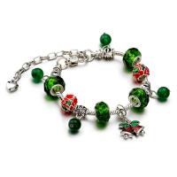 Zinc Alloy European Bracelets, with Crystal, with 1.97 extender chain, silver color plated, Christmas Design & Unisex & enamel, mixed colors .1 Inch 