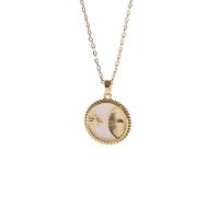 Cubic Zircon Micro Pave Brass Necklace, with Shell, with 1.97 extender chain, 14K gold plated & micro pave cubic zirconia & for woman, golden .75 Inch 