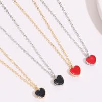 Brass Jewelry Necklace, with 1.97 extender chain, Heart, 14K gold plated, for woman & enamel .72 Inch 