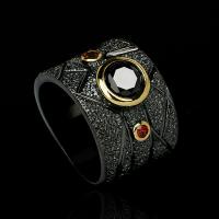 Кубическое цирконовое латунное кольцо, Латунь, разный размер для выбора & инкрустированное микро кубического циркония & Женский, черный продается PC