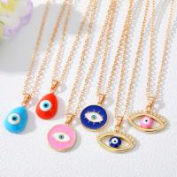 Evil Eye Jewelry Necklace, Zinc Alloy, with 5cm extender chain, gold color plated & evil eye pattern & enamel cm 