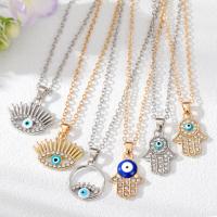 Evil Eye Jewelry Necklace, Zinc Alloy, with 5cm extender chain, plated & evil eye pattern & for woman & enamel & with rhinestone cm 