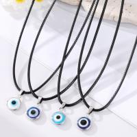 Evil Eye Jewelry Necklace, Zinc Alloy, with leather cord & Resin, with 5cm extender chain, silver color plated, fashion jewelry & for woman 10mm cm 