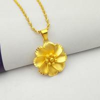 Brass Jewelry Necklace, Flower, gold color plated, fashion jewelry & for woman, golden Approx 45 cm 