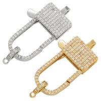 Brass Lobster Claw Clasp, plated, micro pave cubic zirconia 