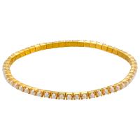Pulseras de latón, metal, chapado en color dorado, para mujer & con perla de plástico, dorado, longitud:200 mm, Vendido por UD