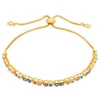 Evil Eye Jewelry Bracelet, Brass, gold color plated, Adjustable & for woman & enamel mm 