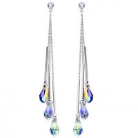 Crystal Drop Earring, Zinc Alloy, with Crystal, platinum color plated, Korean style & for woman, 82mm 