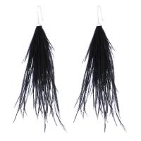 Fashion Tassel Earring, Ostrich Feather, fashion jewelry & for woman 160mm 