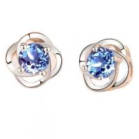 Thailand Sterling Silver Stud Earring, silver color plated, for woman & with rhinestone 