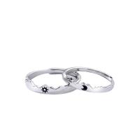 Couple Finger Rings, Thailand Sterling Silver, silver color plated, Adjustable & open & epoxy gel 