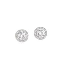 Rhinestone Stud Earring, Thailand Sterling Silver, platinum color plated, for woman & with rhinestone, 10mm 