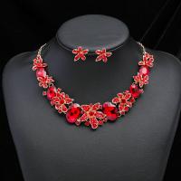 Rhinestone Zinc Alloy Jewelry Set, Stud Earring & necklace, with 1.97inch extender chain, 2 pieces & fashion jewelry & for woman & with rhinestone 2.5*2.5cm Approx 15.75 Inch 