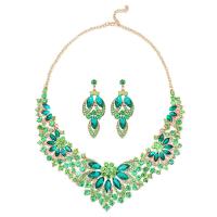 Rhinestone Zinc Alloy Jewelry Set, Stud Earring & necklace, with 1.97inch extender chain, 2 pieces & fashion jewelry & for woman & with rhinestone 3*2.3cm Approx 16.93 Inch 