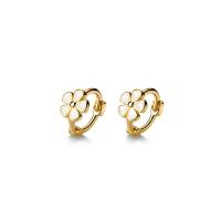 Brass Huggie Hoop Earring, Flower, fashion jewelry & for woman 