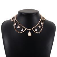 Rhinestone Zinc Alloy Necklace, plated, fashion jewelry & for woman & with rhinestone Approx 14.96-19.88 Inch 