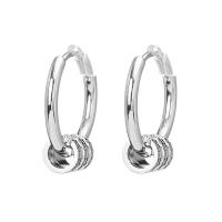 Brass Hoop Earring, fashion jewelry & for woman, silver color, 17mm 