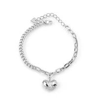 Cubes bracelets en laiton zircone, avec 1.57inch chaînes de rallonge, coeur, bijoux de mode & pavé de micro zircon & pour femme Environ 6.5 pouce, Vendu par PC