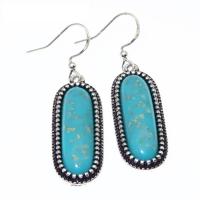Turquoise Zinc Alloy Earring, with turquoise, antique silver color plated, fashion jewelry & for woman 