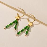 Glass Zinc Alloy Earring, with Glass Beads, gold color plated, fashion jewelry & for woman, 60mm 