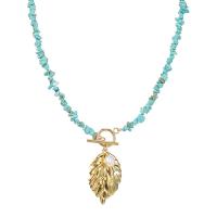 Collier Bijoux en turquoise, Acier titane, avec turquoise, bijoux de mode & pour femme Environ 18.11 pouce, Vendu par PC