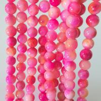 Blassbraune Jade Perle, rund, Spritzlackierung, DIY & verschiedene Größen vorhanden, rosakarmin, Länge:ca. 40 cm, verkauft von Strang