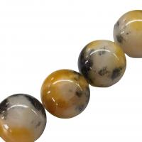Blassbraune Jade Perle, rund, Spritzlackierung, DIY & verschiedene Größen vorhanden, gelb, Länge:ca. 40 cm, verkauft von Strang