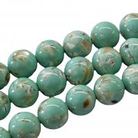Synthetische Türkis Perlen, rund, Spritzlackierung, DIY & verschiedene Größen vorhanden, blau, Länge:ca. 40 cm, verkauft von Strang