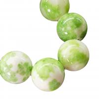 Blassbraune Jade Perle, rund, Spritzlackierung, DIY & verschiedene Größen vorhanden, grün, Länge:ca. 40 cm, verkauft von Strang
