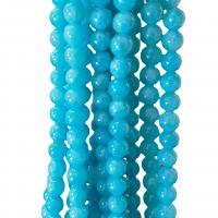 Blassbraune Jade Perle, rund, Spritzlackierung, DIY & verschiedene Größen vorhanden, blau, Länge:ca. 40 cm, verkauft von Strang