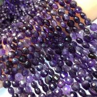 Natural Amethyst Beads, Flat Round, polished, DIY & faceted, purple Approx 38 cm 
