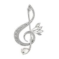 Rhinestone Zinc Alloy Brooch, Music Note, fashion jewelry & for woman & with rhinestone, silver color 