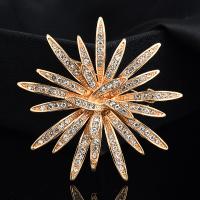 Rhinestone Zinc Alloy Brooch, fashion jewelry & for woman & with rhinestone, golden 