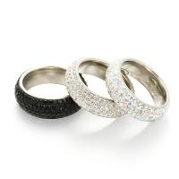 Couple Finger Rings, Titanium Steel, Unisex & with rhinestone 8mm 